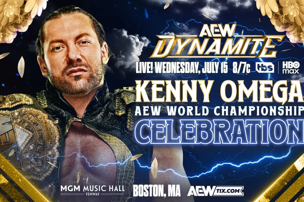 AEW Dynamite graphic of AEW World Champion Kenny Omega for the July 15, 2026 episode.