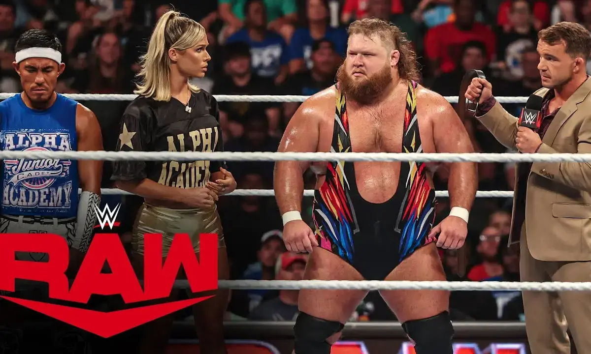 WWE Raw YouTube thumbnail of the former Alpha Academy, with Otis, Akira Tozawa, Maxxine Dupri, and Chad Gable.