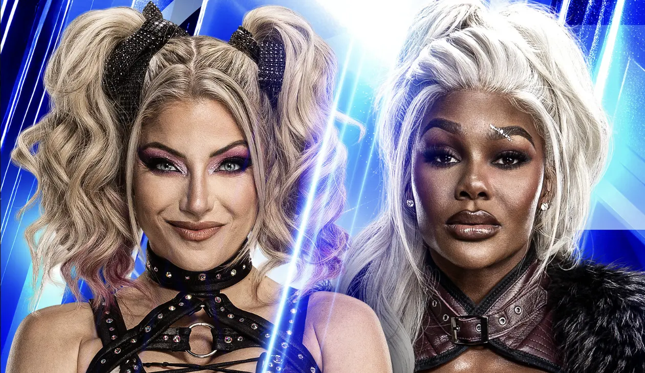WWE SmackDown graphic of Jade Cargill and Alexa Bliss.