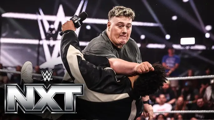 NXT graphic of Mason Rook beating up Vanity Project.
