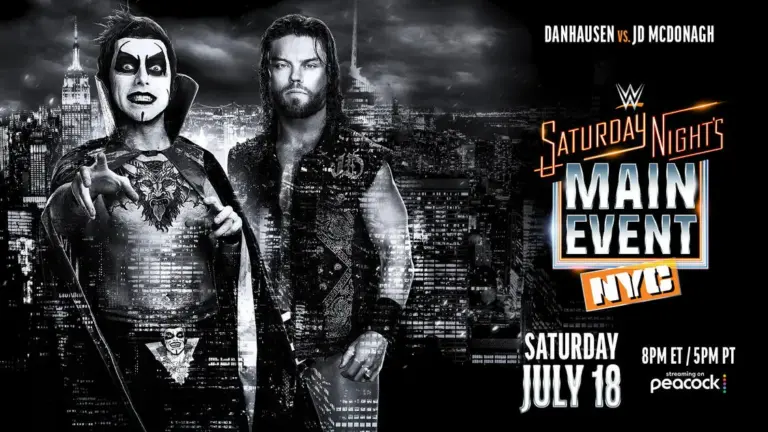 WWE Saturday Night's Main Event in MSG graphic featuring Danhausen and JD McDonagh.