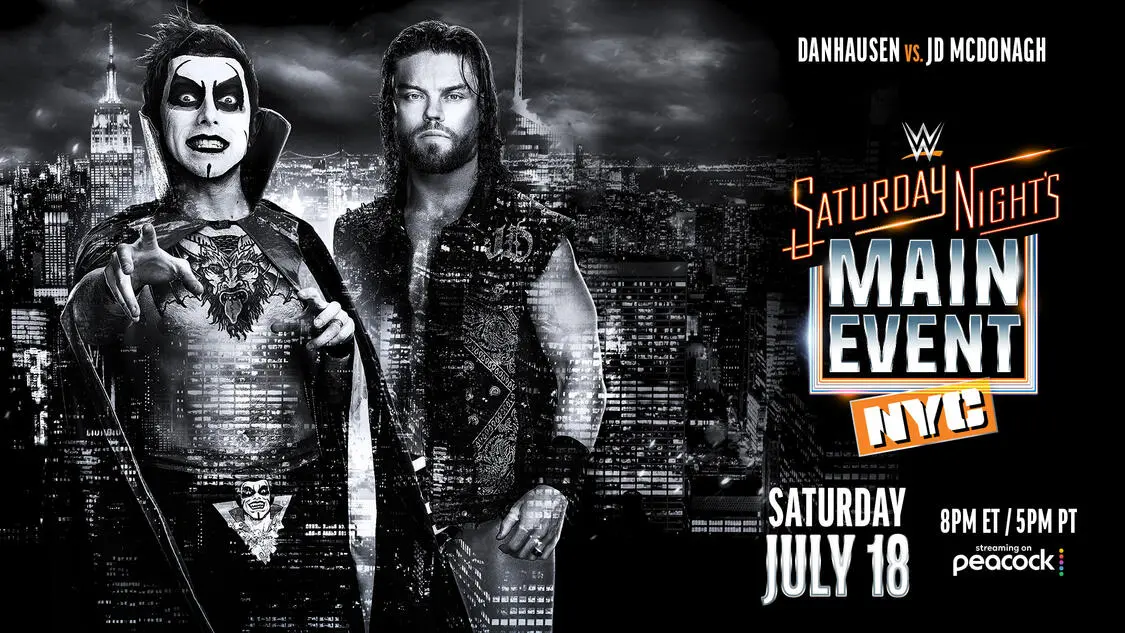 WWE Saturday Night's Main Event in MSG graphic featuring Danhausen and JD McDonagh.