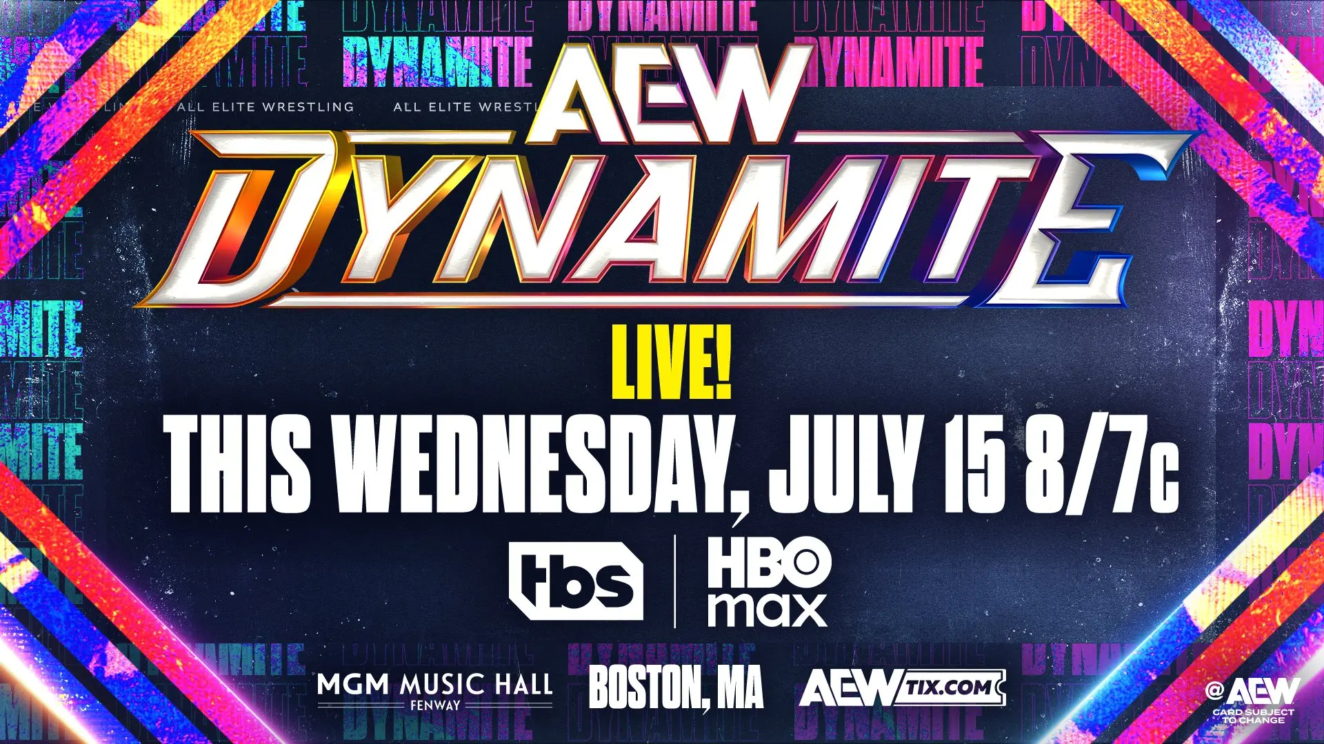 AEW Dynamite preview graphic for the July 15, 2026 graphic.