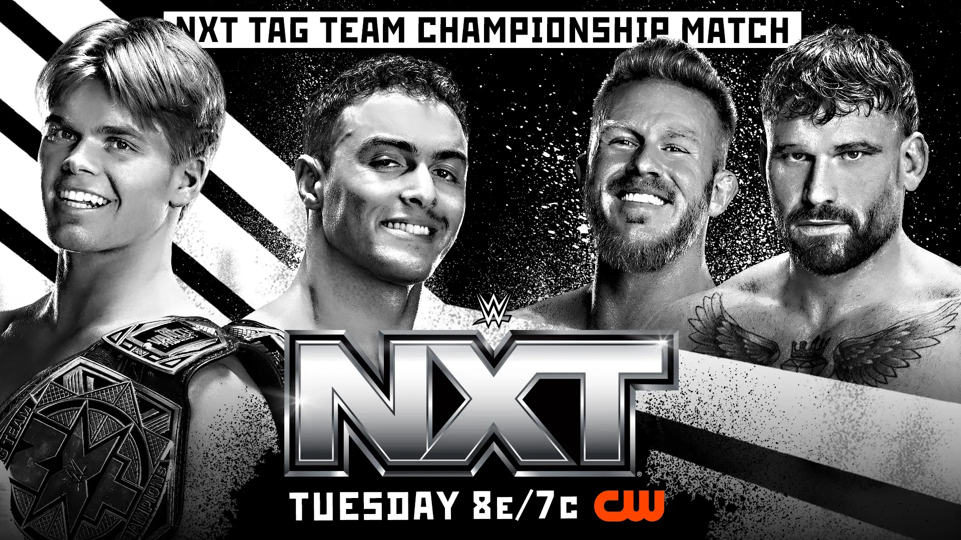 Match graphic for WWE NXT of the Vanity Project (Ricky Smokes and Brad Balor) against Dorian Van Dux and Sean Legacy
