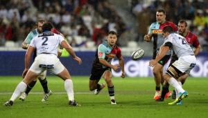 Montpellier vs Harlequins: Harlequins' Danny Care passes the ball on May 13, 2016