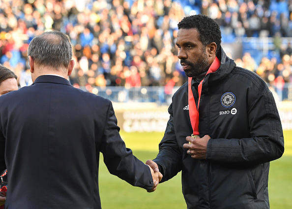 CF Montreal head coach Wilfried Nancy awarded a medal after winning the Voyageurs Cup on November 21, 2021