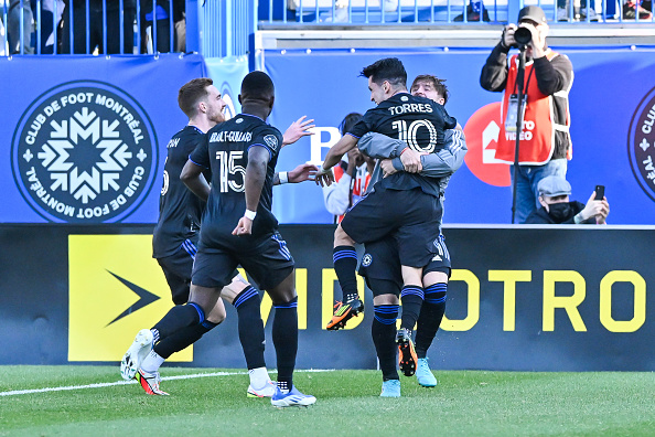 CF Montreal teammates celebrates Joaquin Torres goal on April 30, 2022