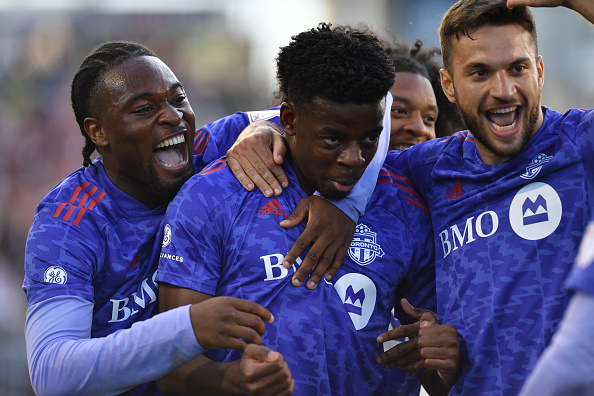 Toronto FC got win: TFC forward Deandre Kerr celebrates scoring his second MLS goal at BMO Field