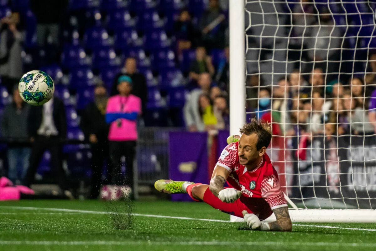 York United FC goalkeeper Niko Giantsopoulos in Langford, British Columbia