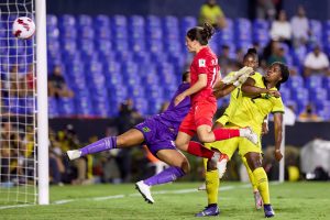 CanWNT USWNT: player, Jessie Fleming scores the first of three goals against Jamaica in Mexico
