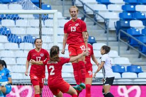 CanWNT defeats Costa Rica as Sophie Schmidt scores Canada's second goal of the game on July 11, 2022