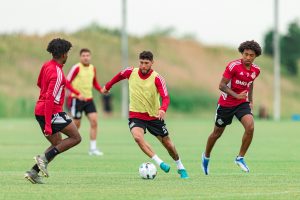 Jonathan Osorio training for the Toronto FC rivalry match against the Seattle Sounders FC in Canada