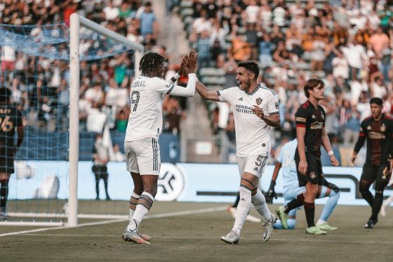 Kévin Cabral celebrates goal as LA Galaxy dominates Atlanta United FC 2-0 in Carson, California