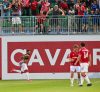 Cavalry FC gets win with Mikaël Cantave celebrating his game-winning goal in Spruce Meadows at ATCO Field