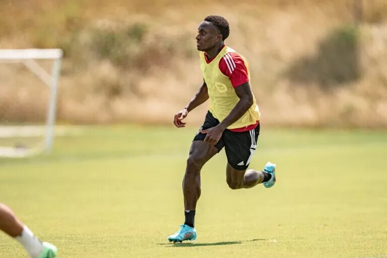 Toronto FC player Richie Laryea training for the game tomorrow