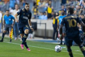 Philadelphia Union's Kai Wagner passes the ball in the Concacaf Champions League