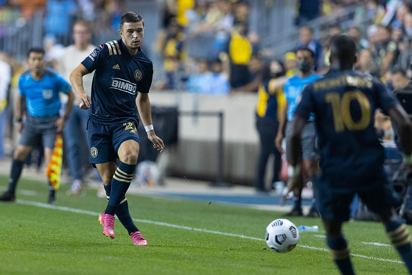 Philadelphia Union's Kai Wagner passes the ball in the Concacaf Champions League