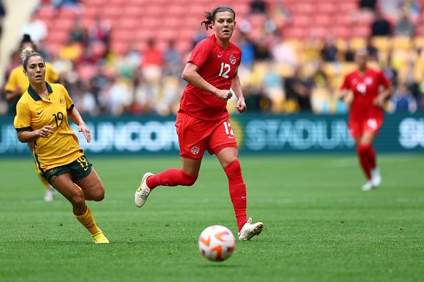 Canada Women’s National Team Forward, Christine Sinclair, Playing Against Australia in Brisbane, Australia