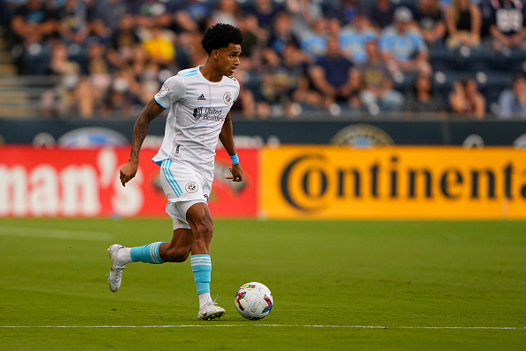 Revs goalscorer Dylan Borrero