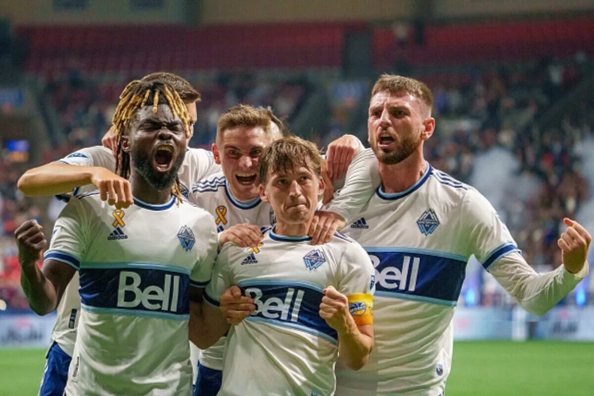 The 2022 Vancouver Whitecaps Season Ryan Gauld and his Teammates Celebrates Gauld's Goal Against the Los Angeles Galaxy