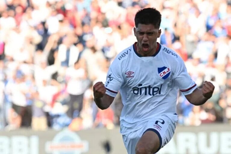 Uruguay’s Nacional Defender, Mathias Laborda, Celebrates Goal Against Peñarol at Gran Parque Central Stadium in Montevideo and Is Now Part of the Vancouver Whitecaps Transfer Window