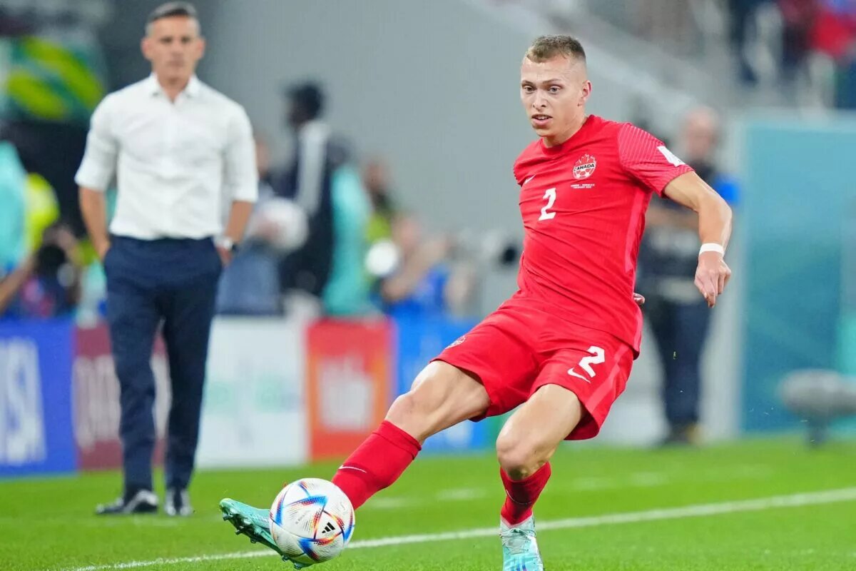 Soccer: FIFA World Cup Qatar 2022-Canada at Morocco with Alistair Johnston Against Morocco at Al Thumama Stadium