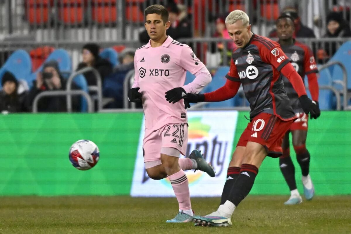 MLS: Inter Miami CF at Toronto FC as Federico Bernardeschi Shoots the Ball on March 18, 2023