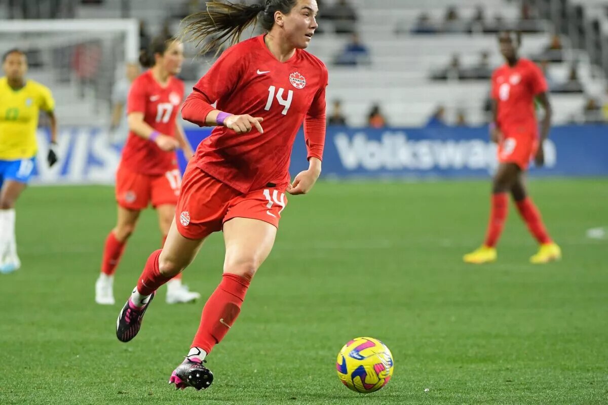 Soccer: SheBelieves Cup-Brazil at Canada as Vanessa Gilles Dribbles the Ball at GEODIS Park