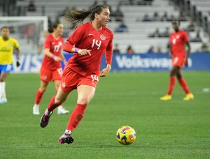 Soccer: SheBelieves Cup-Brazil at Canada as Vanessa Gilles Dribbles the Ball at GEODIS Park