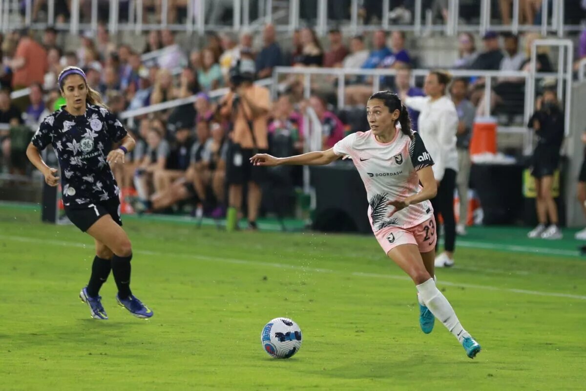NWSL: Angel City FC at Racing Louisville FC With Christen Press Having the Ball