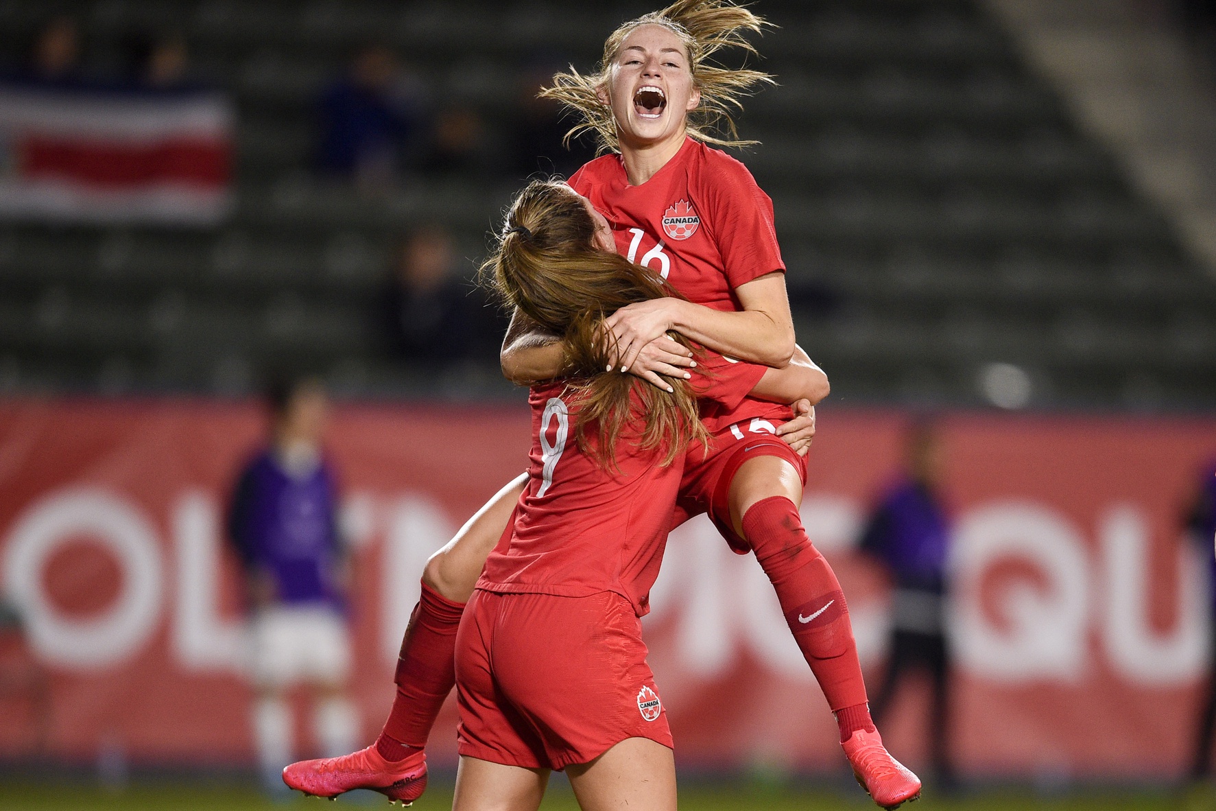 Soccer: CONCACAF Women's Olympic Qualifying-Costa Rica at Canada with Jordyn Huitema Celebrating Goal Against Costa Rica