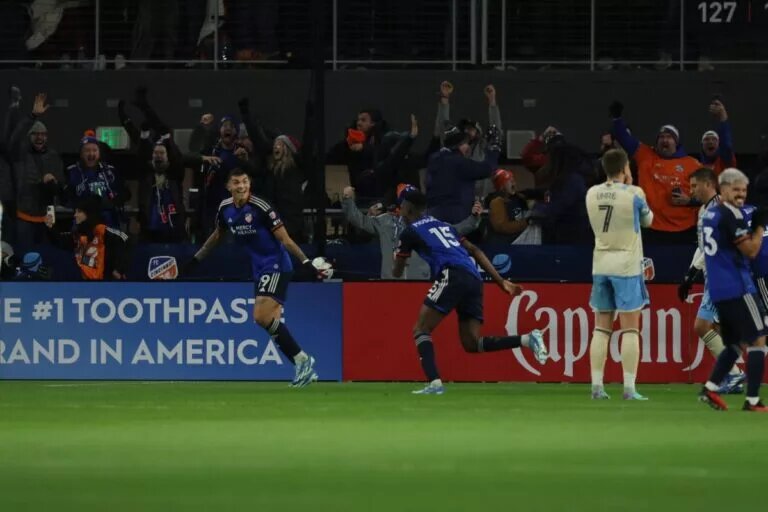 FC Cincinnati Celebrates Yerson Mosquera's Goal on November 25, 2023