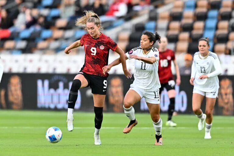 CanWNT Forward Jordyn Huitema in the CanWNT vs Costa Rica Game