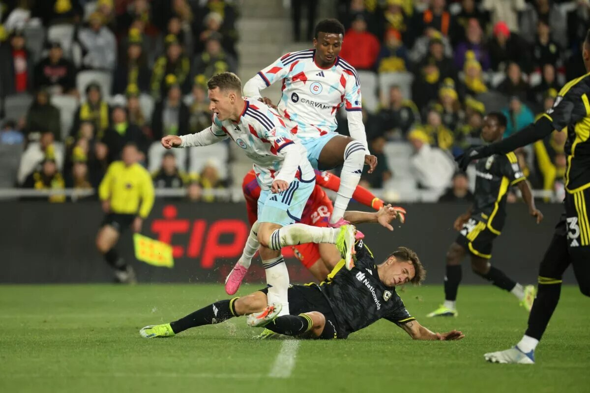Chicago Fire FC Forward Fabian Hebers Scores in a 2-1 Loss to the Columbus Crew