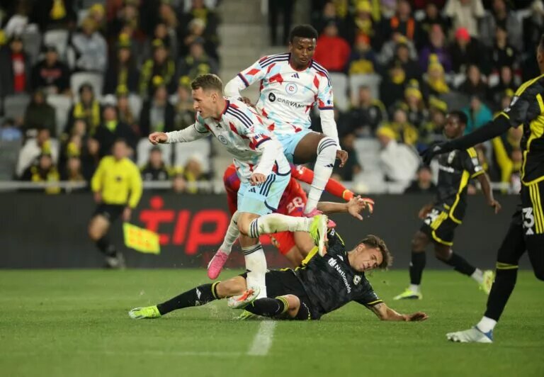 Chicago Fire FC Forward Fabian Hebers Scores in a 2-1 Loss to the Columbus Crew