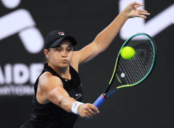 Ash Barty in action at the WTA Adelaide International.