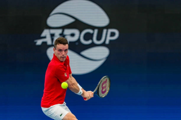 Roberto Bautista Agut in action at the ATP Cup.