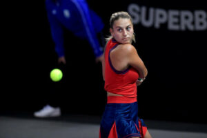 Marta Kostyuk in action ahead of the Australian Open.
