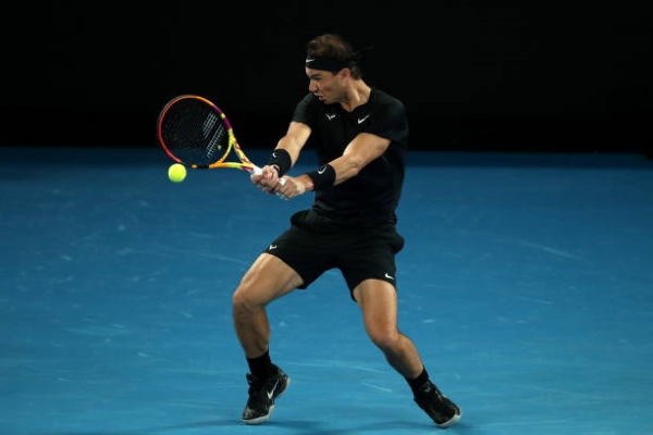 Rafael Nadal in action at the ATP Melbourne Summer Set.