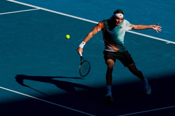 Stefanos Tsitsipas in action at the Australian Open.