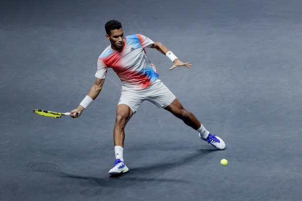 Felix Auger-Aliassime in action at the ATP Rotterdam Open.