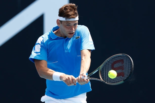 Filip Krajinovic in action ahead of the ATP Montpellier Open.