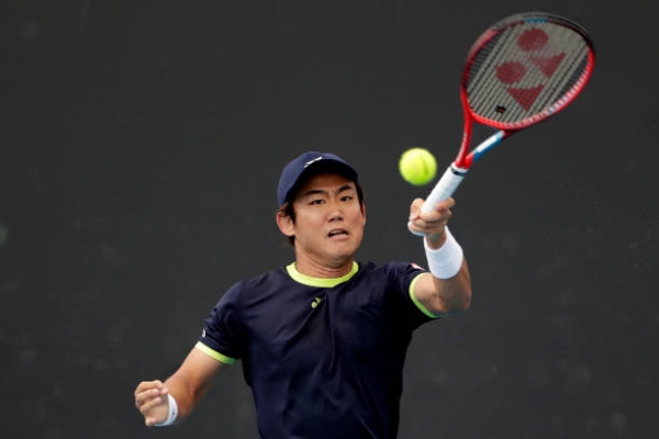 Yoshihito Nishioka in action ahead of the ATP Dallas Open.