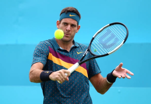 Juan Martin del Potro in action at the 2019 Queen's Club championships.
