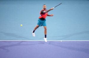 Nick Kyrgios in action at the ATP Miami Open.