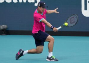 Mackenzie McDonald in action at the ATP Miami Open.