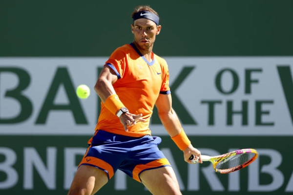 Rafael Nadal in action at the ATP Indian Wells Masters.
