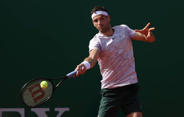 Grigor Dimitrov in action at the ATP Monte Carlo Masters.