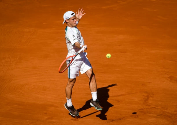 Diego Schwartzman in action at the ATP Monte Carlo Masters.