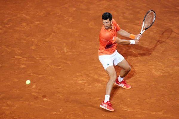 Novak Djokovic in action at the ATP Madrid Open.